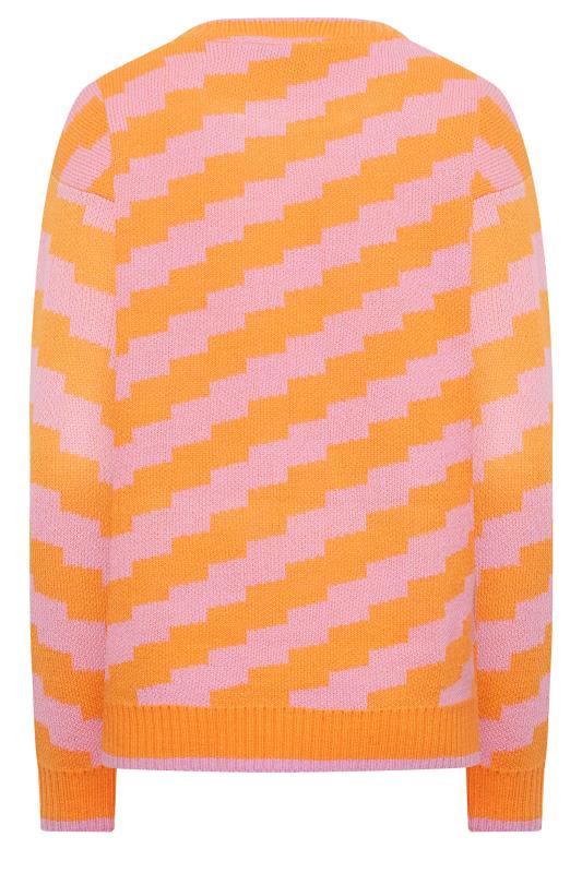 LTS Tall Orange & Pink Zig Zag  Jacquard Knit Jumper | Long Tall Sally  7
