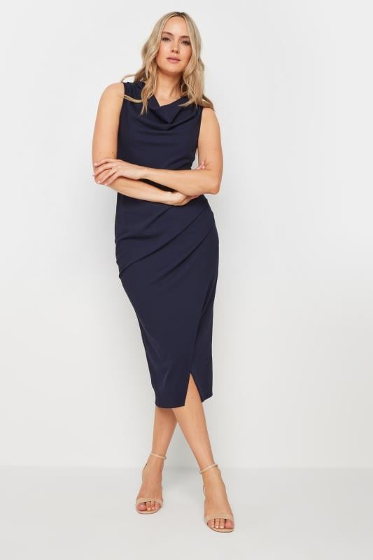 LTS Tall Women's Navy Blue Cowl Neck Wrap Dress | Long Tall Sally 1