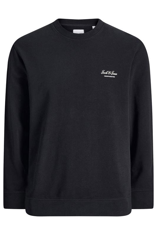 JACK & JONES Big & Tall Black Printed Crew Neck Sweatshirt | BadRhino 2