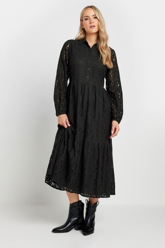 LTS Tall Black Lace Tiered Midi Dress | Long Tall Sally 6