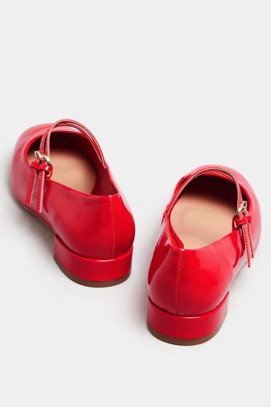 Red Patent Low Block Mary Jane Shoes In Extra Wide EEE Fit | Yours Clothing 4