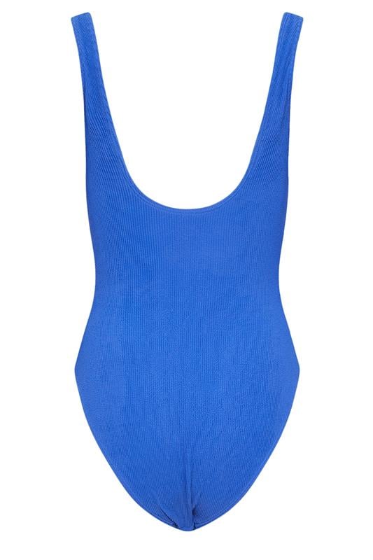 LTS Tall Blue Scoop Neck Textured Swimsuit | Long Tall Sally  2
