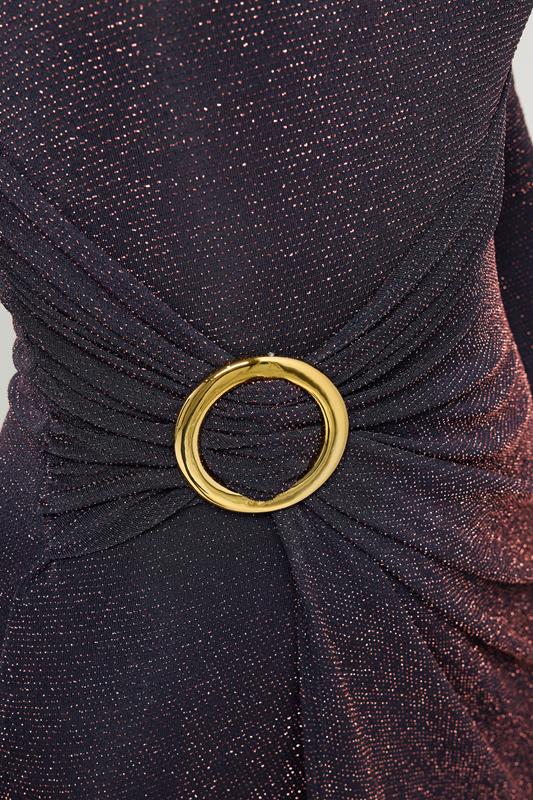 LTS Tall Navy Blue Sparkle Textured Drape Buckle Dress | Long Tall Sally 4