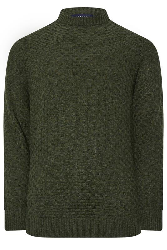 BadRhino Big & Tall Dark Green Textured Crew Neck Knitted Jumper | BadRhino 5