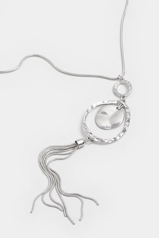 Silver Tone Long Drop Pendant Necklace | Yours Clothing 3