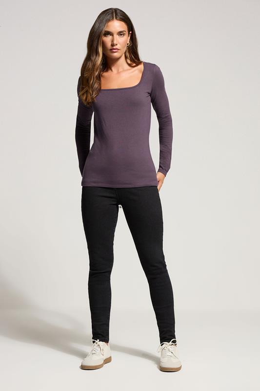 LTS Tall 2 PACK Purple & Black Square Neck Tops | Long Tall Sally 3
