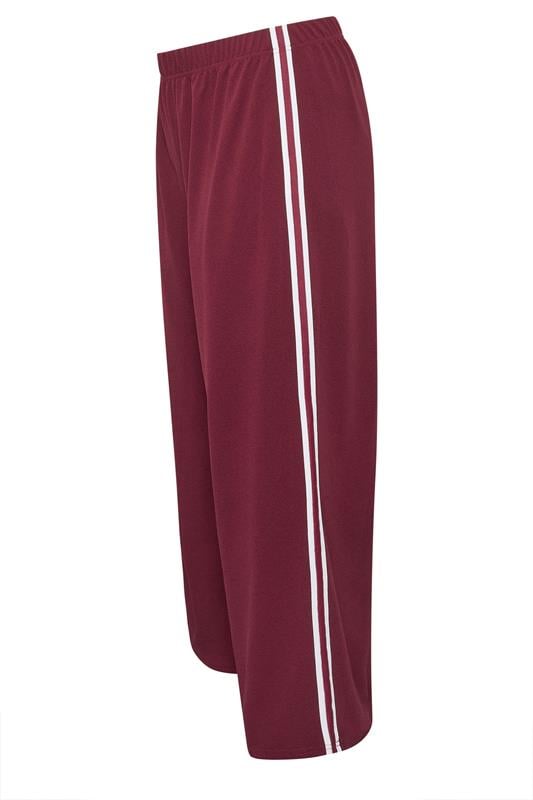 LIMITED COLLECTION Plus Size Burgundy Red Side Stripe Wide Leg Trousers | Yours Clothing 2