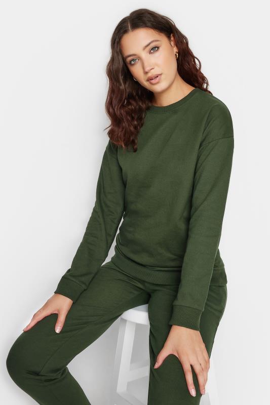 LTS Tall Khaki Green Long Sleeve Sweatshirt | Long Tall Sally  1