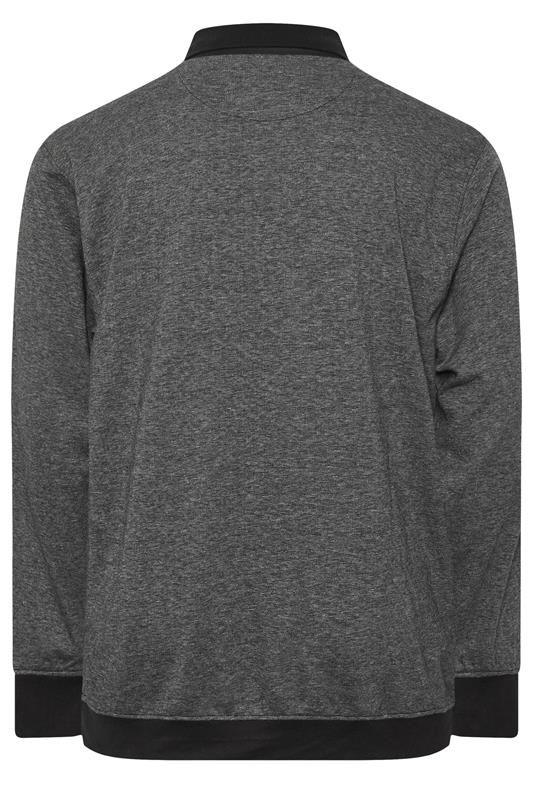 KAM Big & Tall Grey Sweat Long Sleeve Polo Shirt | BadRhino 4