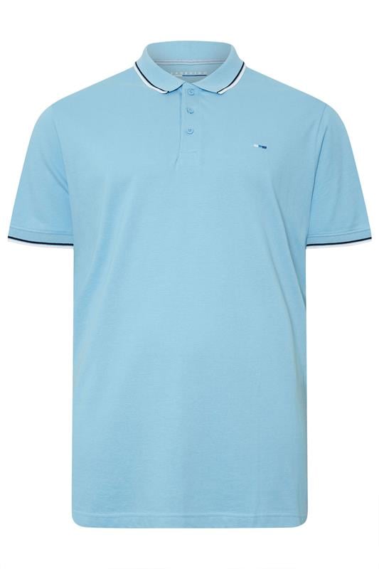 BadRhino Big & Tall Pale Blue Tipped Polo Shirt | BadRhino 6
