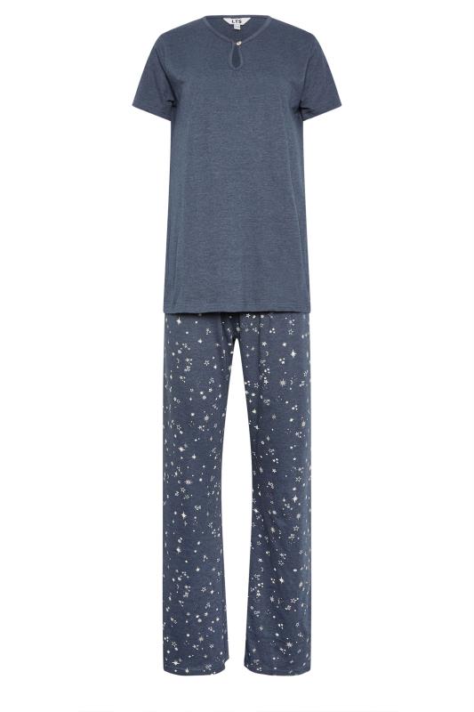 LTS Tall Womens Navy Blue Star Print Wide Leg Pyjama Set | Long Tall Sally 5