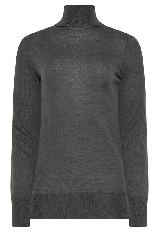LTS PREMIUM Tall Dark Grey Merino Wool Roll Neck Jumper | Long Tall Sally 5