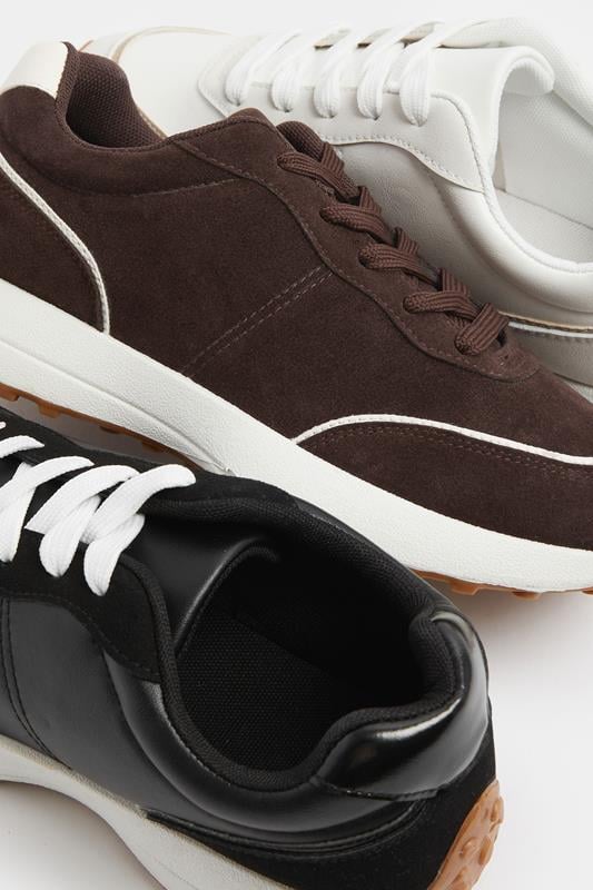 Chocolate Brown Faux Suede Runner Trainers In Extra Wide EEE Fit | Yours Clothing 6