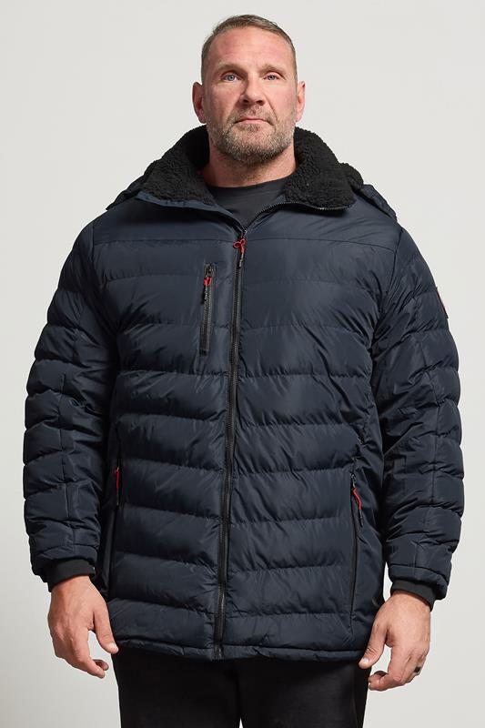 D555 Big & Tall Navy Blue Sherpa Lined Puffer Jacket