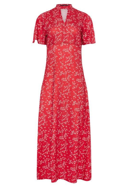LTS Tall Red Ditsy Print Keyhole Midi Dress | Long Tall Sally 5