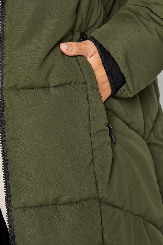 Tall Women's Khaki Green Longline Puffer Coat | Long Tall Sally 5