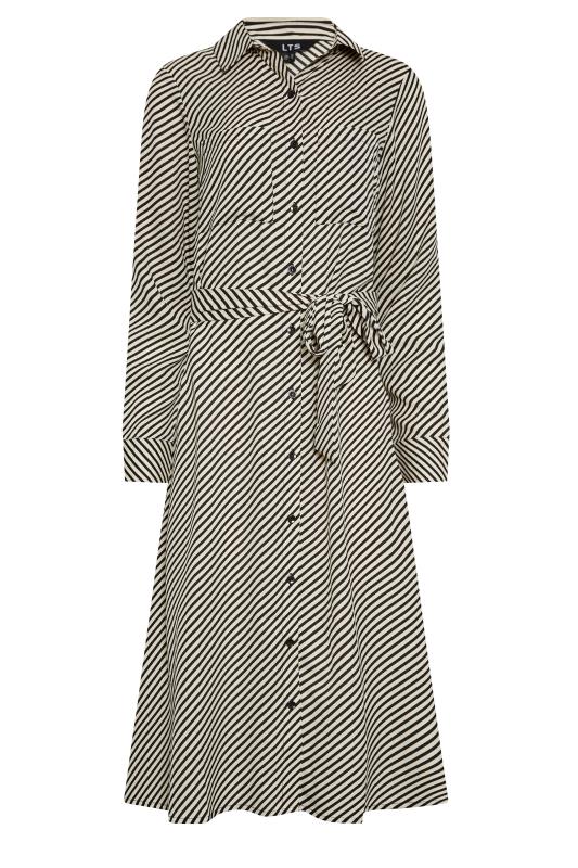 LTS Tall Women's Black Stripe Print Midi Shirt Dress | Long Tall Sally