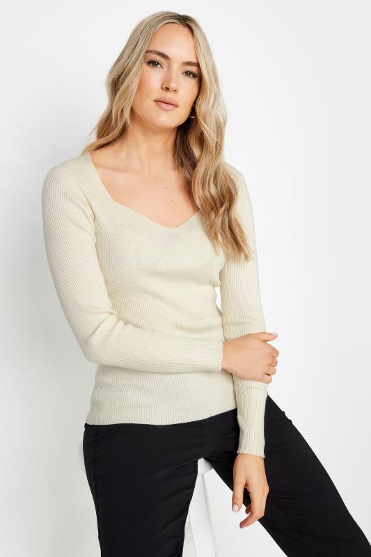 Tall  LTS Tall Ivory Ribbed Sweetheart Jumper