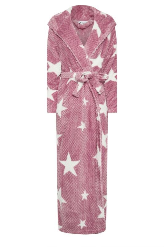 LTS Tall Pink Star Print Waffle Dressing Gown | Long Tall Sally 5