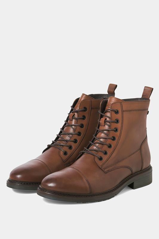 Men's  JACK & JONES Big & Tall Brown Leather Wentworth Boots