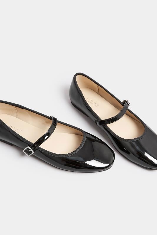 Black Patent Mary Jane Ballerina Pumps In Wide E Fit & Extra Wide EEE Fit | Yours Clothing  5