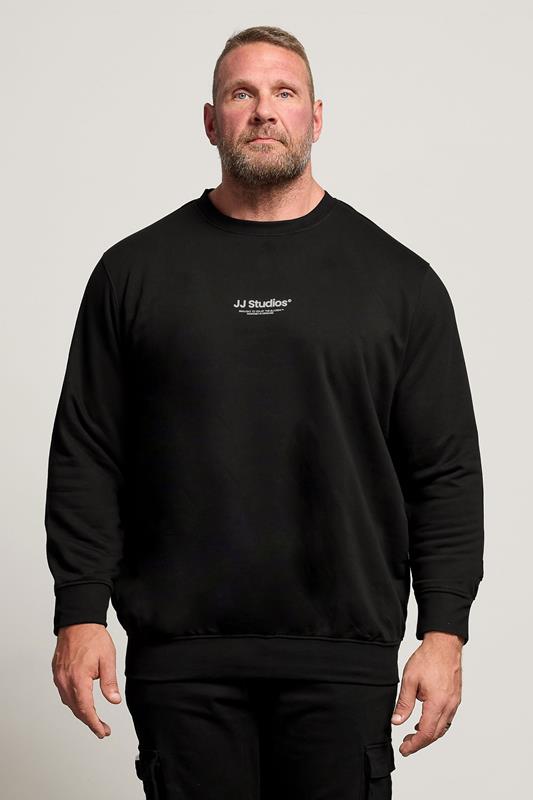 JACK & JONES Big & Tall Black JJ Studios Sweatshirt | BadRhino 1