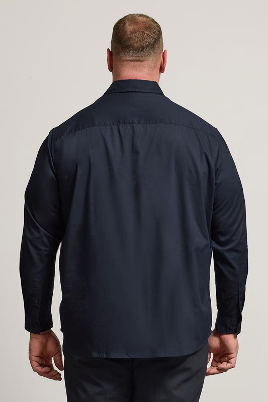 BadRhino Big & Tall Navy Blue Stretch Long Sleeve Shirt | BadRhino 3