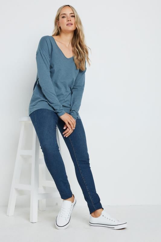 LTS Tall 2 PACK Khaki Green & Blue Long Sleeve T-Shirts | Long Tall Sally 4