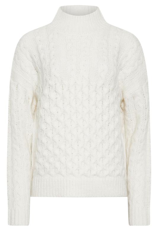 LTS Tall Womens Ivory White Cable Knit Turtle Neck Jumper | Long Tall Sally  5