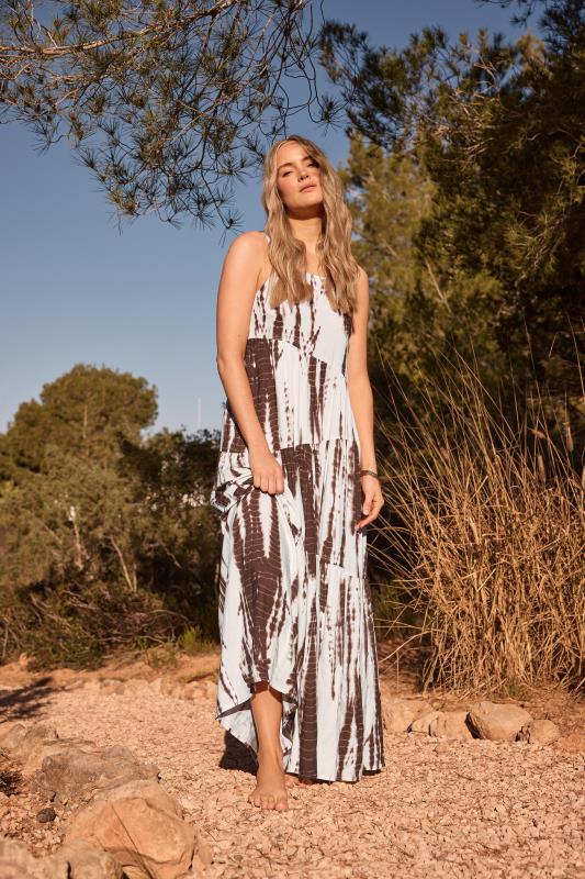 Tall  Yours LTS Tall Brown Tie Dye Strappy Maxi Dress