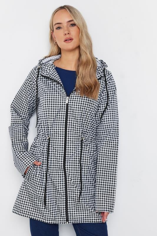 LTS Tall Women's Black & White Gingham Pocket Parka | Long Tall Sally 1