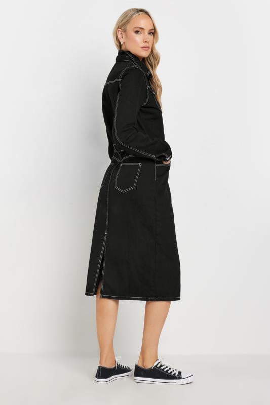 LTS Tall Black Contrast Stitch Denim Midi Dress | Long Tall Sally 7