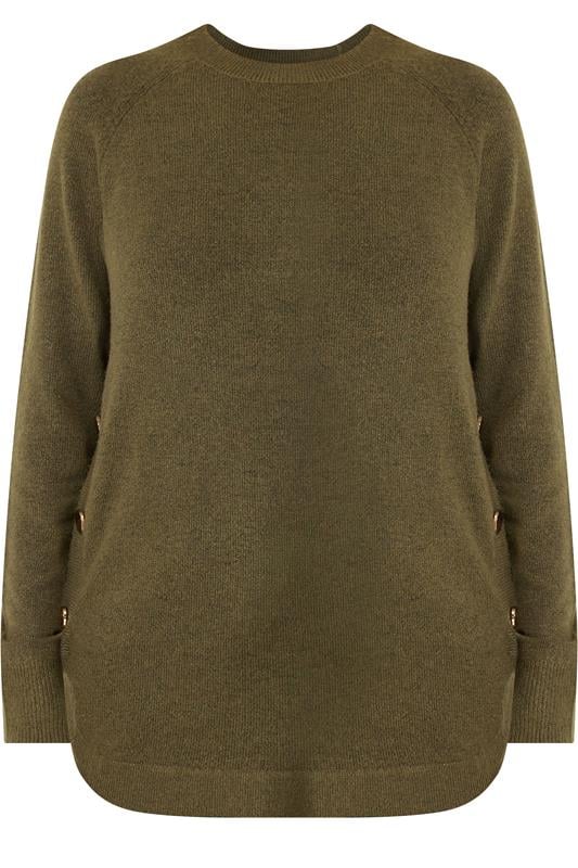 LTS Tall Women's Brown Longline Button Knitted Jumper | Long Tall Sally 5