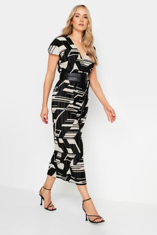 LTS Tall Women's Black Abstract Print Pleat Midi Dress | Long Tall Sally 4