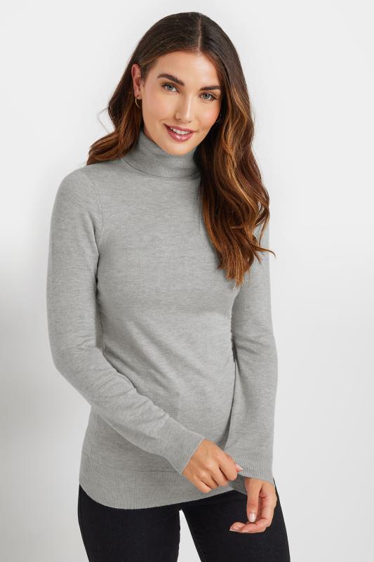 LTS Tall Grey Long Sleeve Roll Neck Jumper | Long Tall Sally 2