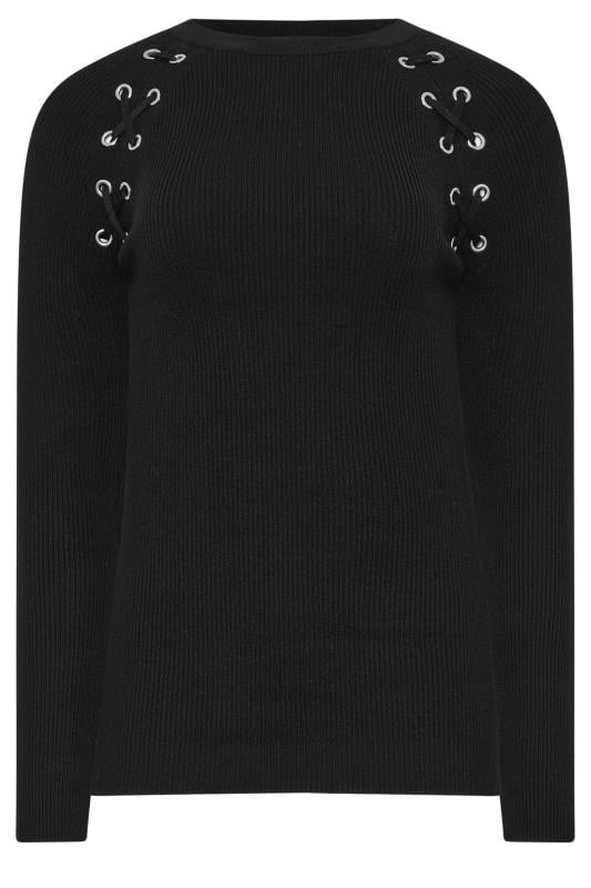 LTS Tall Black Eyelet Detail Jumper | Long Tall Sally 5