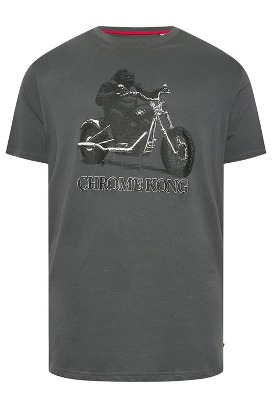 D555 Big & Tall Charcoal Grey Gorilla Biker Print T-Shirt | BadRhino 2