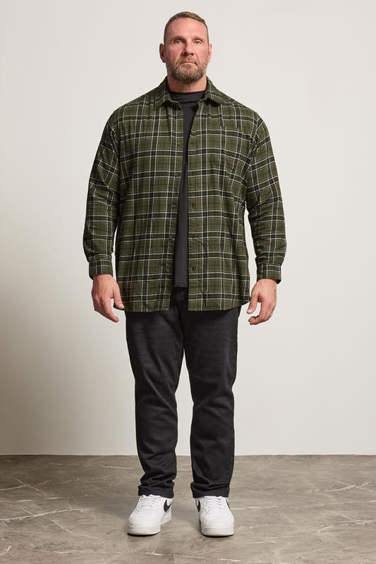 JACK & JONES Big & Tall Green Flannel Checked Shirt | BadRhino 2