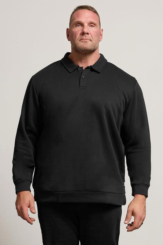 JACK & JONES Big & Tall Black Radley Polo Sweatshirt