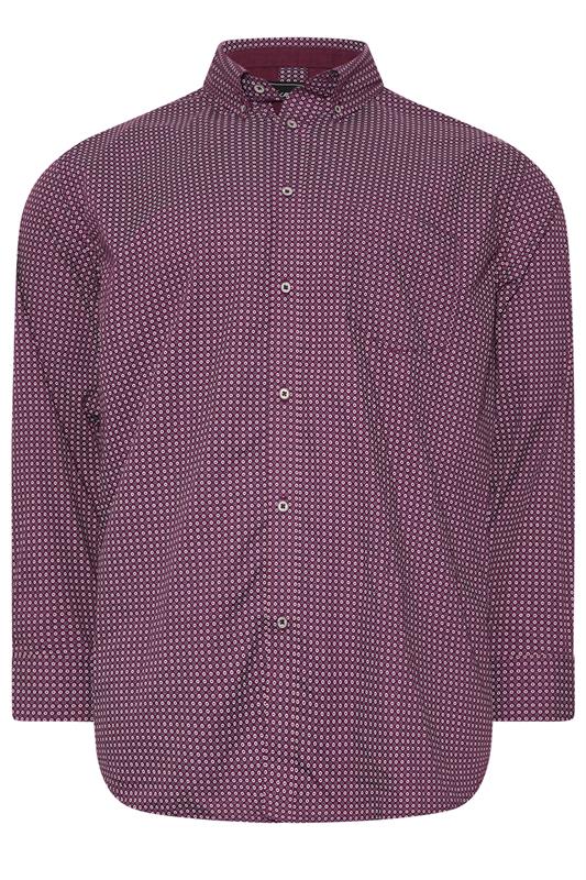 KAM Big & Tall Navy Blue Long Sleeve Gingham Shirt | BadRhino 3