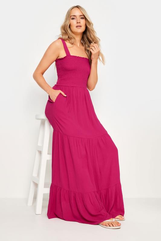 LTS Tall Pink Shirred Tiered Maxi Dress | Long Tall Sally 2