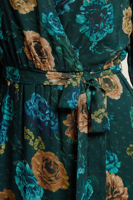LTS Tall Dark Green Floral Chiffon Dobby Dress | Long Tall Sally 4