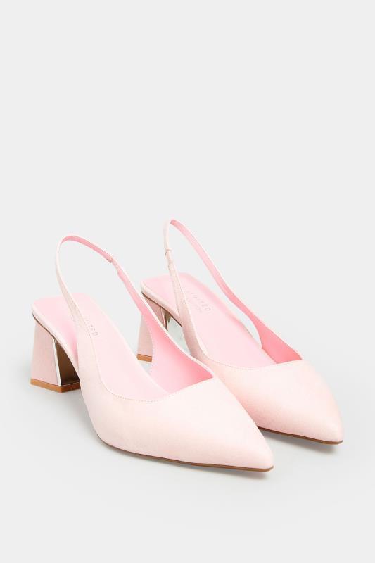 Light Pink Mid Slingback Court Heels In Extra Wide EEE Fit | Yours Clothing  2
