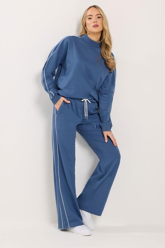 LTS Tall Women's Blue Piped Wide Leg Joggers | Long Tall Sally 2