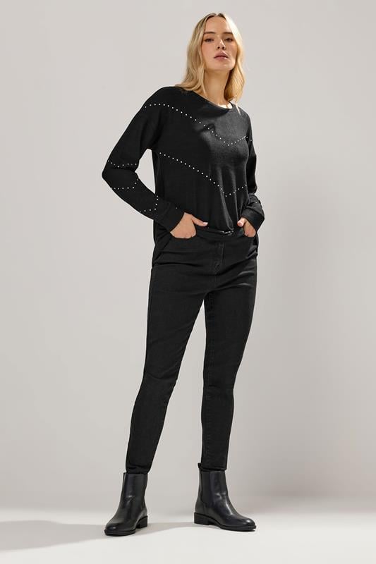 LTS Tall Black Studded Jumper | Long Tall Sally 2