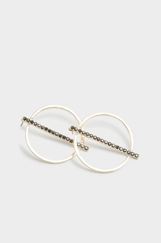 Gold Tone Circle Diamante Earrings | Yours Clothing 3