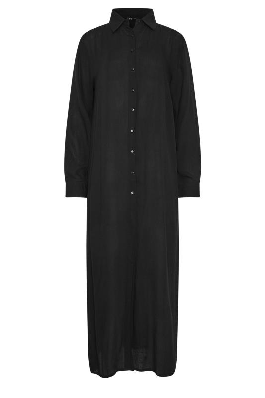 LTS Tall Women's Black Crinkle Longline Beach Shirt | Long Tall Sally 5