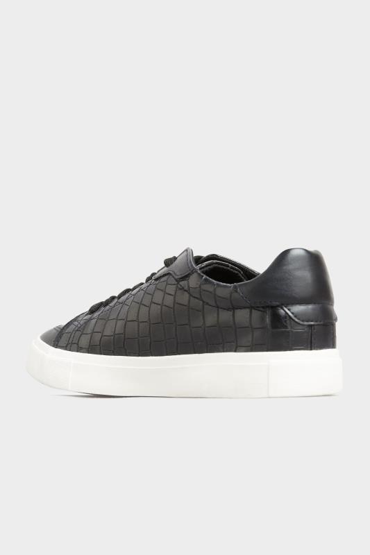 LTS Black Croc Lace Up Trainers In Standard Fit | Long Tall Sally  4