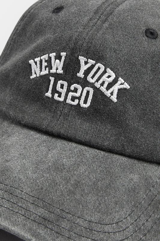 Grey Acid Wash 'New York' Slogan Baseball Cap | Yours Clothing 2