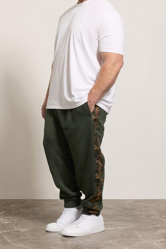 KAM Big & Tall Khaki Green Camo Side Panel Joggers